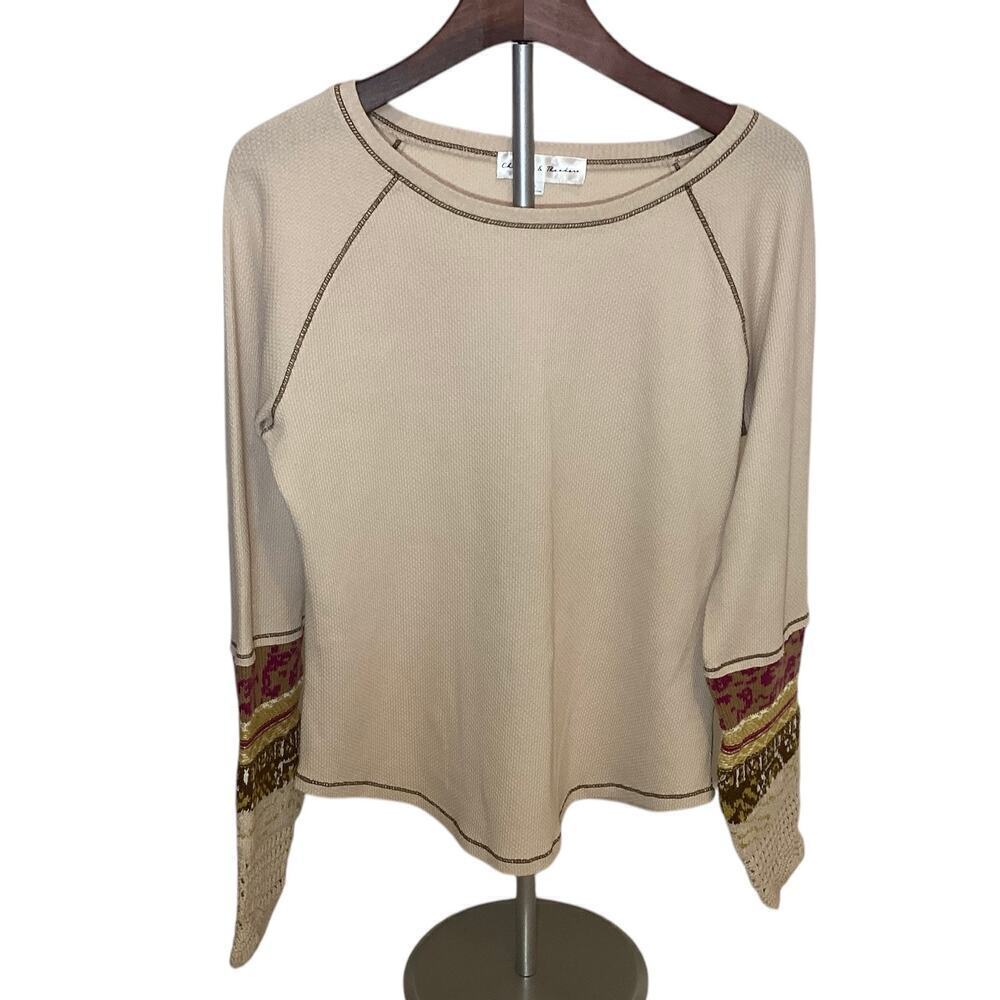 Chelsea & Theodore waffle knit thermal sweater women’s L